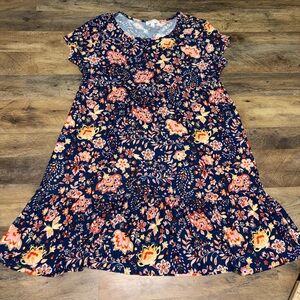 Planet Gold Plus Navy Floral Babydoll Dress